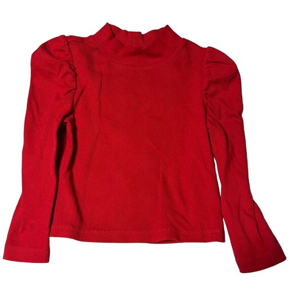 Baby GAP Shirred Gathered Shoulder Top Girls Size 2 Cotton Thin Rib Knit Turtlen - Picture 1 of 4